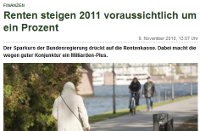 Steigen die Renten 2011?