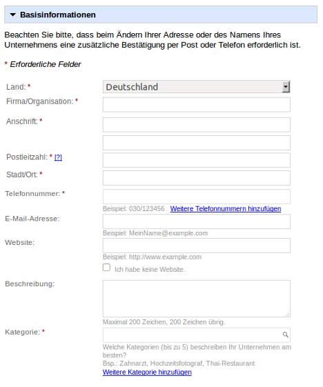 Basisinformationen für Google Places