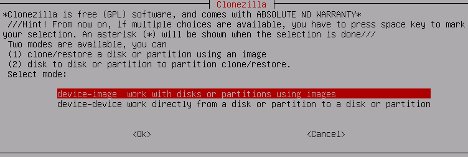 Clonezilla: Device to Image