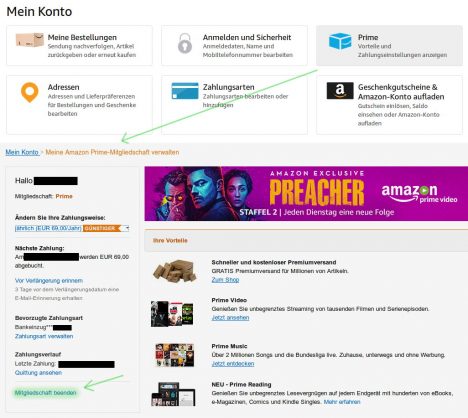 Amazon Prime Mitgliedschaft beenden
